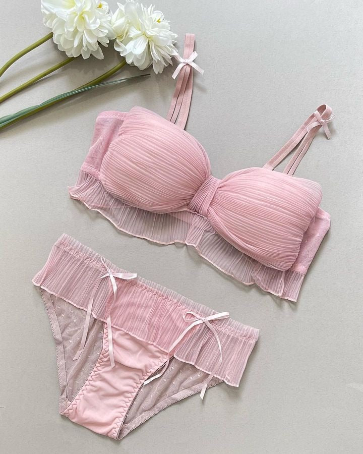 Sweetheart Pink Ruched Bralette Set 💕