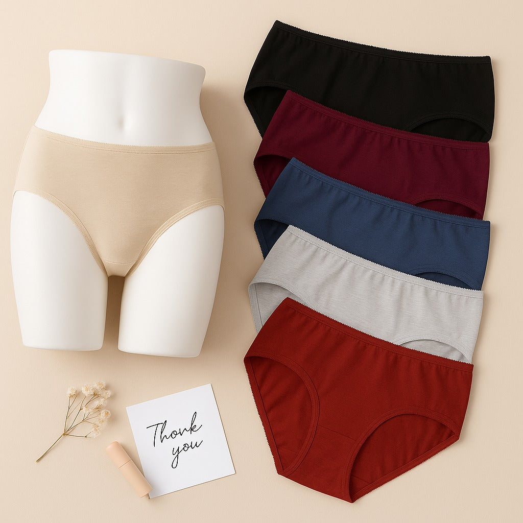 Flourish Combo Of 3 Plain 100% Cotton Panties For Women
