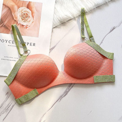 Contrast Glitter Patti Hollow Back Light Padded Adjustable 4 Back Hook Closure Bra