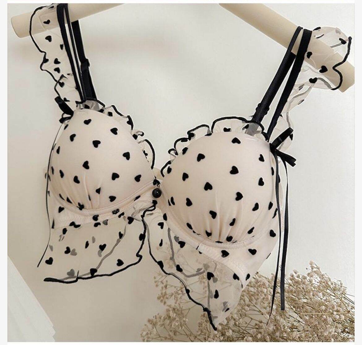 Dotted Heart Sheer Bralette & Strappy Panty ✨