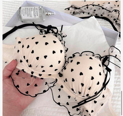 Dotted Heart Sheer Bralette & Strappy Panty ✨