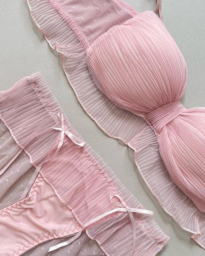 Sweetheart Pink Ruched Bralette Set 💕