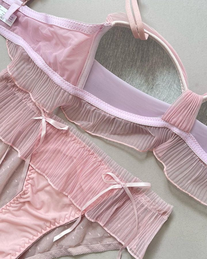 Sweetheart Pink Ruched Bralette Set 💕