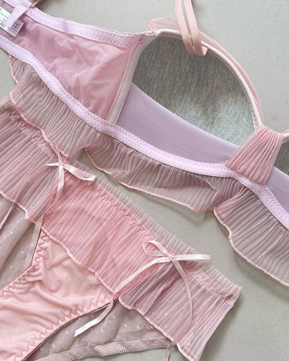 Sweetheart Pink Ruched Bralette Set 💕