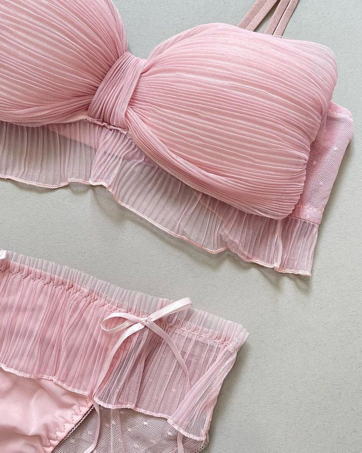 Sweetheart Pink Ruched Bralette Set 💕