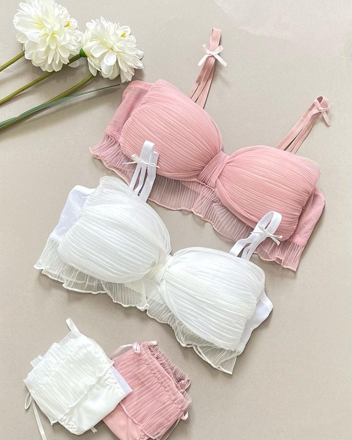 Sweetheart Pink Ruched Bralette Set 💕