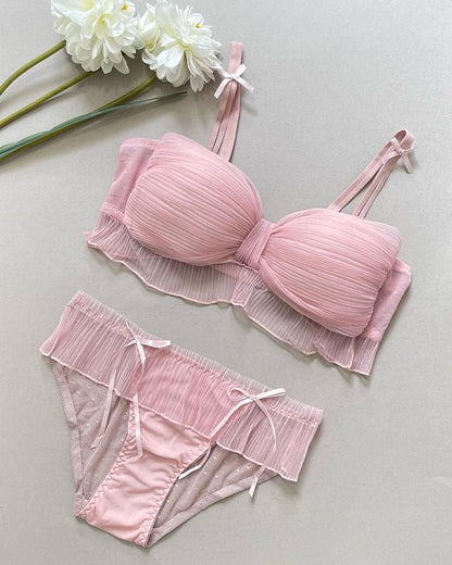 Sweetheart Pink Ruched Bralette Set 💕