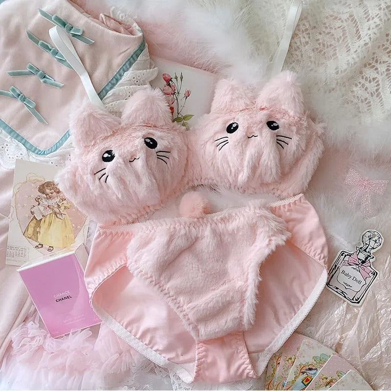 Snuggle Bunny & Fluffy Kitten Lingerie Set