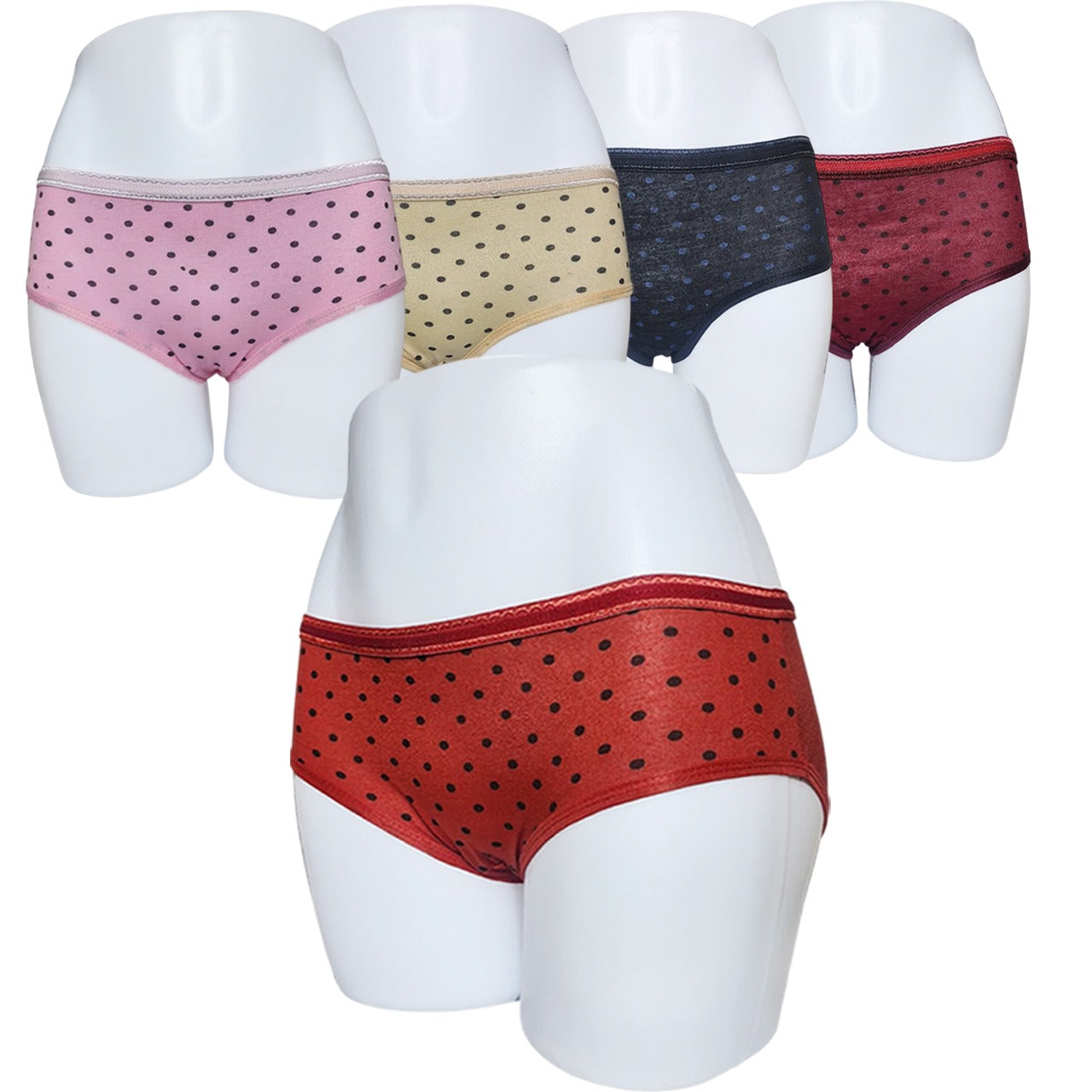 5-Pack Polka Dot Cotton Comfort Panties
