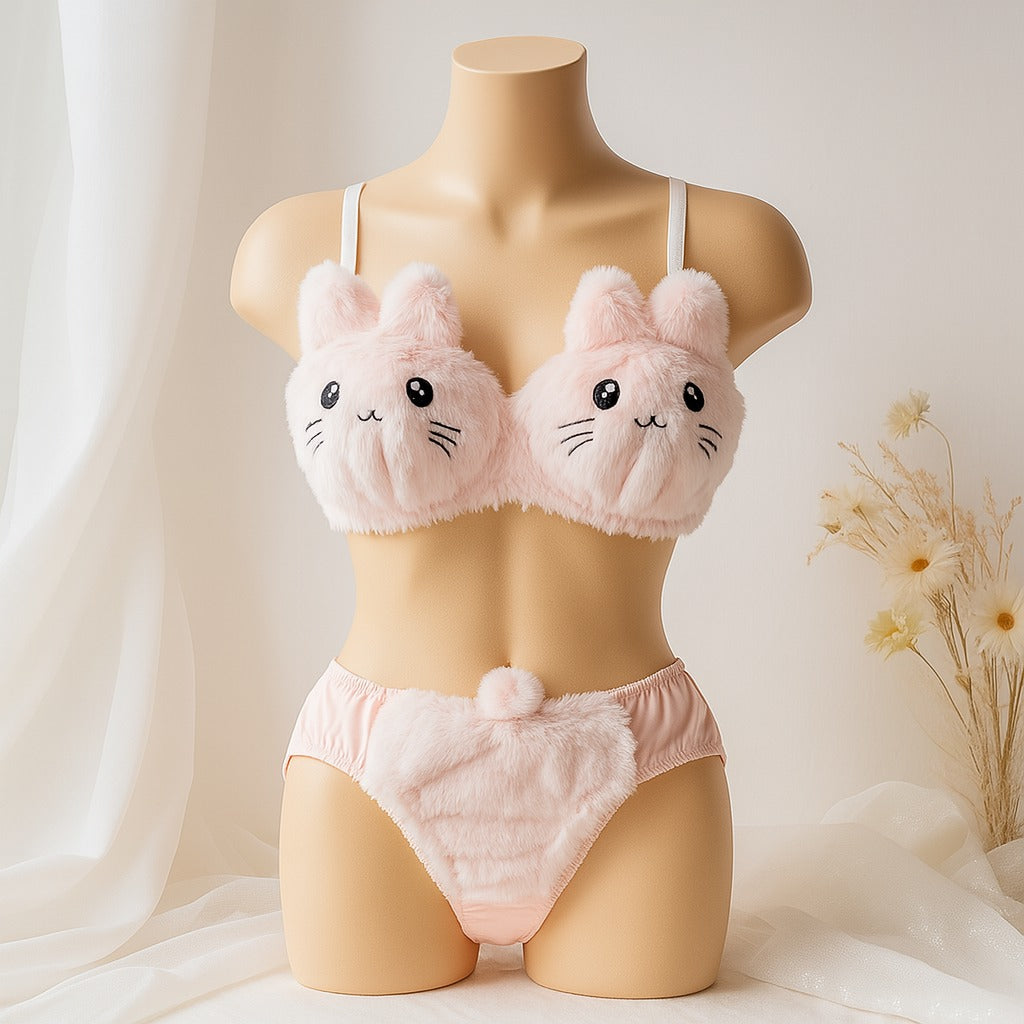 Snuggle Bunny & Fluffy Kitten Lingerie Set