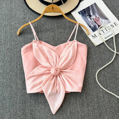 Bow Flower Bra Top – Soft Padded, Adjustable, Elegant Party Wear Top for Girls & Women