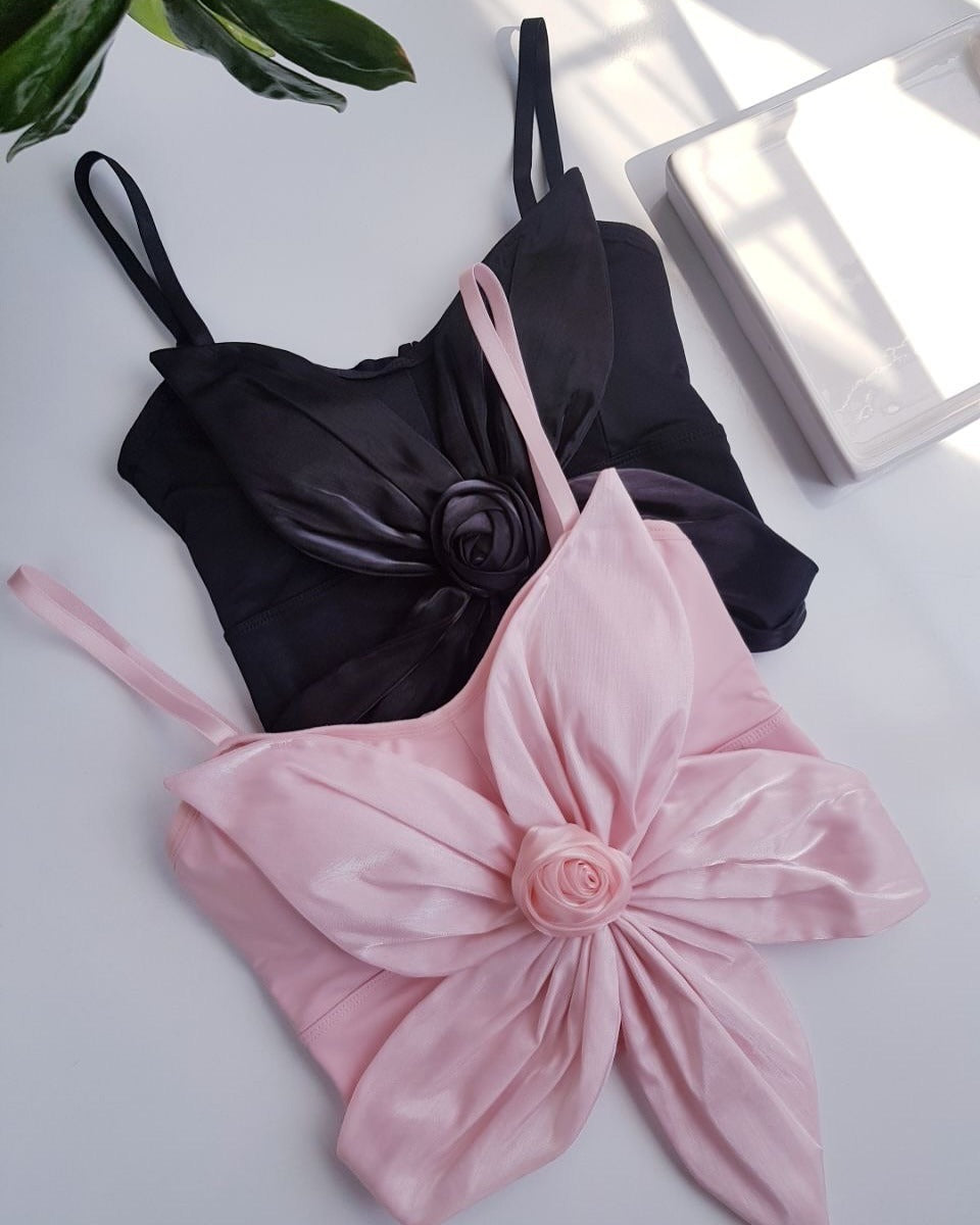 Bow Flower Bra Top – Soft Padded, Adjustable, Elegant Party Wear Top for Girls & Women