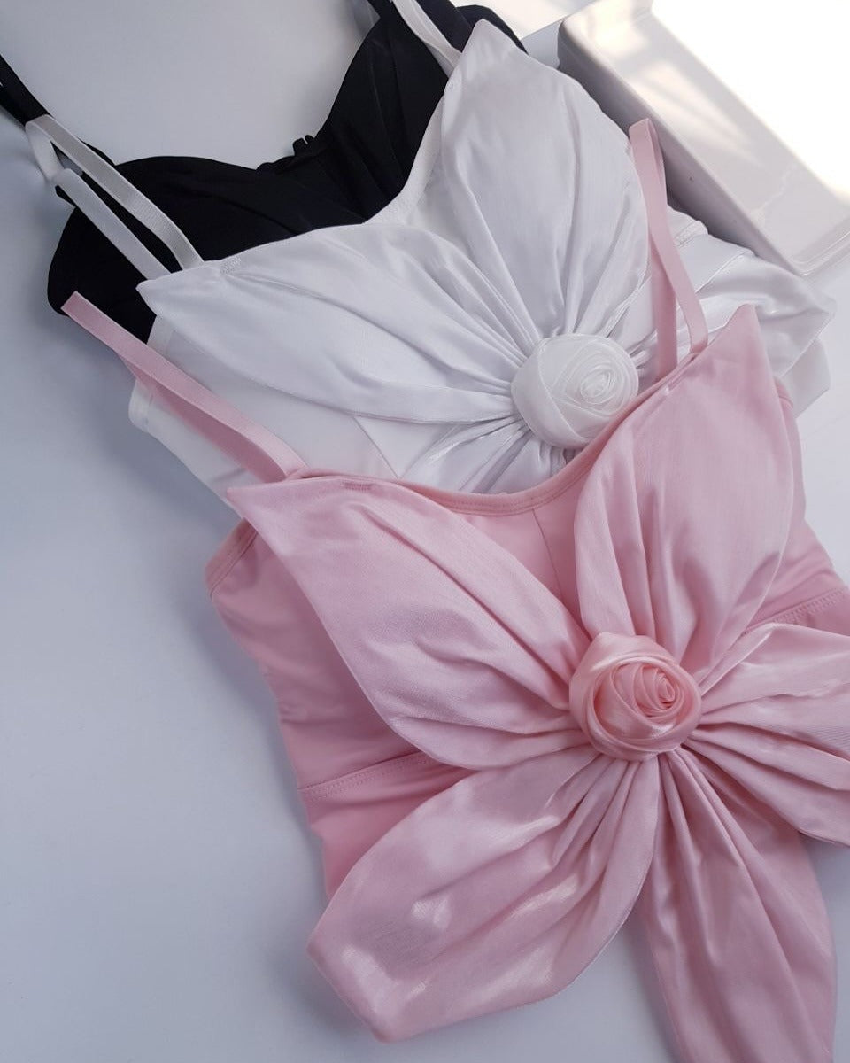 Bow Flower Bra Top – Soft Padded, Adjustable, Elegant Party Wear Top for Girls & Women