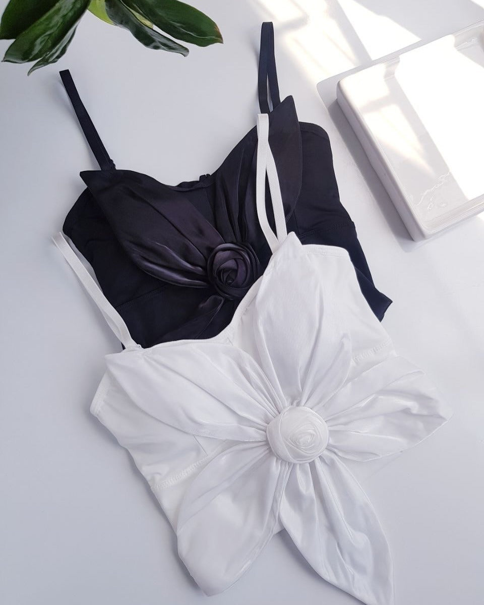 Bow Flower Bra Top – Soft Padded, Adjustable, Elegant Party Wear Top for Girls & Women