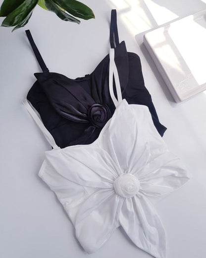 Bow Flower Bra Top – Soft Padded, Adjustable, Elegant Party Wear Top for Girls & Women